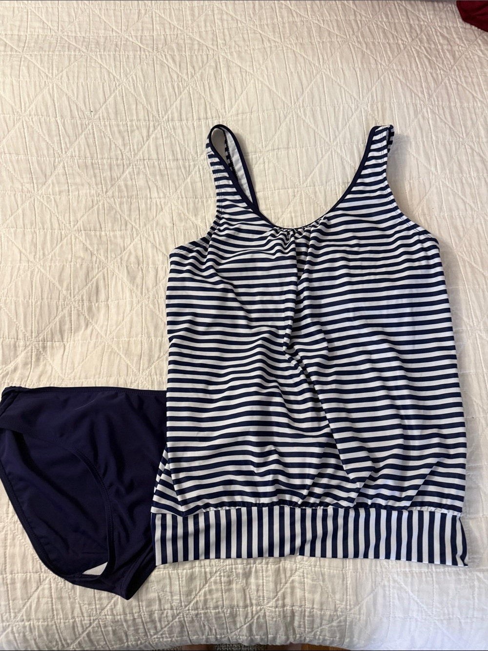 Navy & White Striped Tankini Bikini Set - Women Swim Bikinis